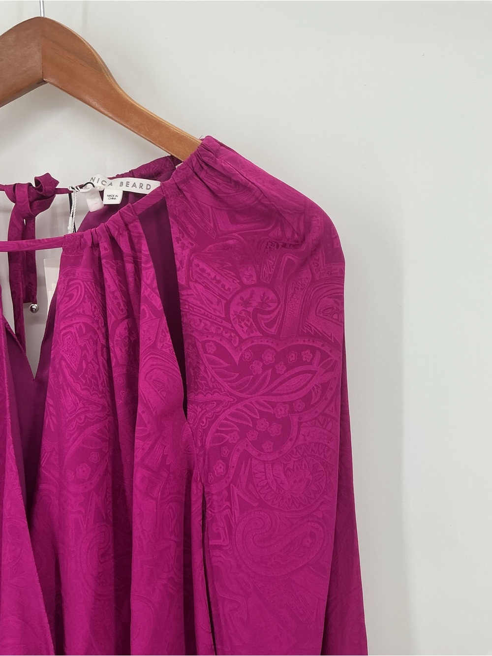 Veronica Beard Sionne Printed Surplice Blouse Magenta Pink NWT Size 4 - Picture 6 of 11